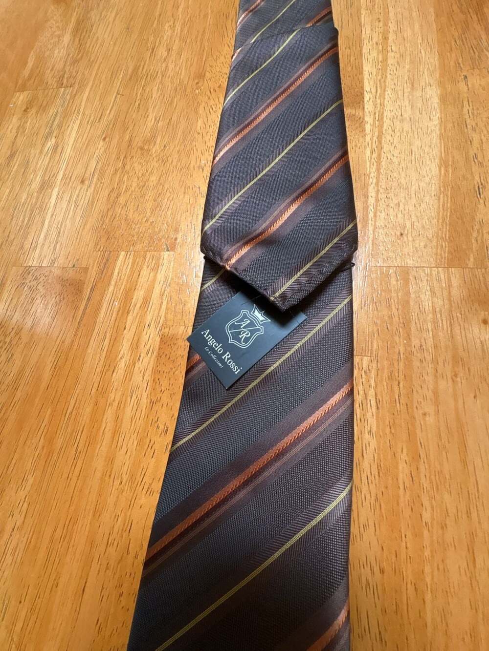 Angelo Rossi Le Collezioni Men's Brown Striped Necktie